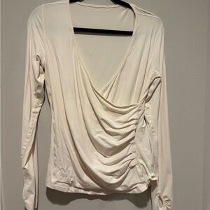 Lululemon Athletica Cream Drape V-Neck Blouse Large